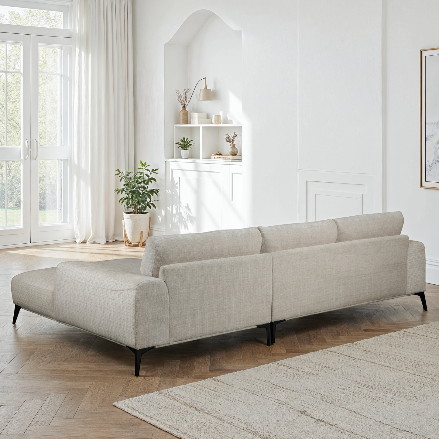 Canapé Angle 5places Tissu 297X186xH90cm - HELENA