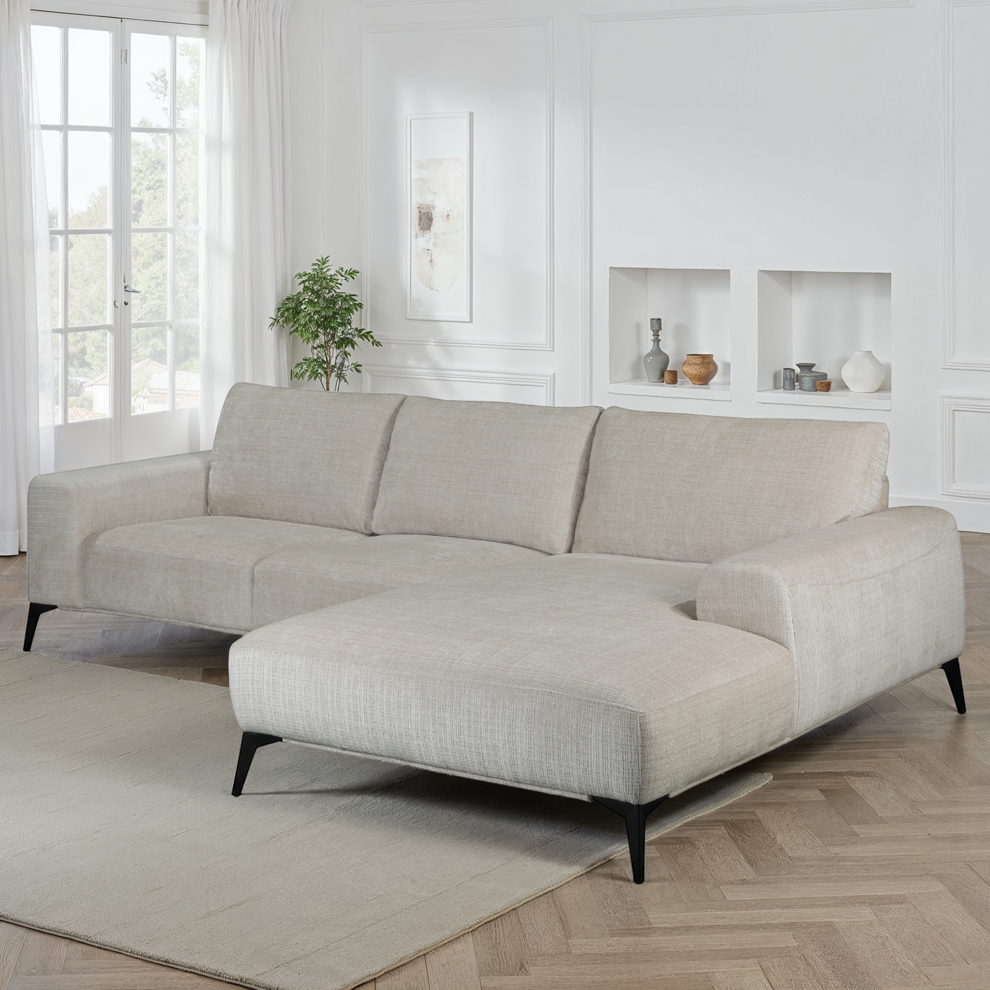 Canapé Angle 5places Tissu 297X186xH90cm - HELENA