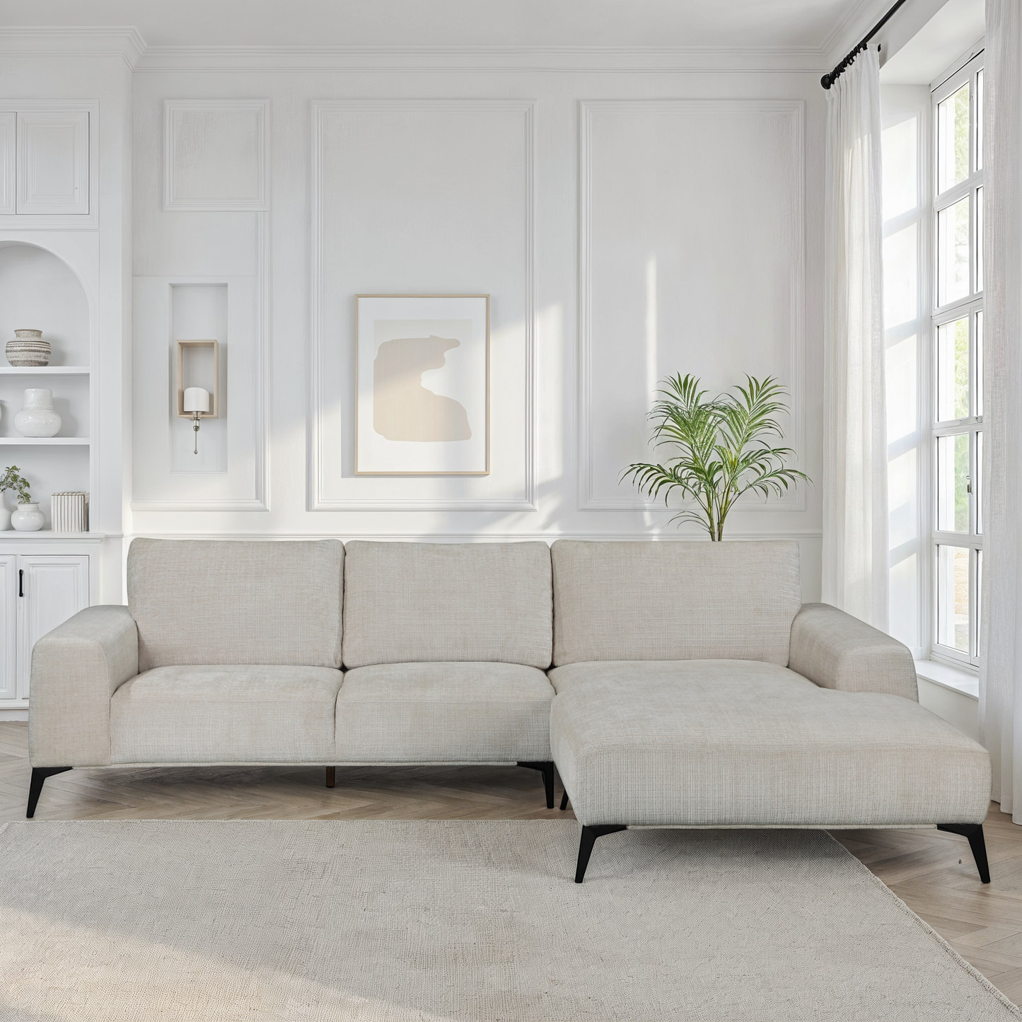 Canapé Angle 5places Tissu 297X186xH90cm - HELENA