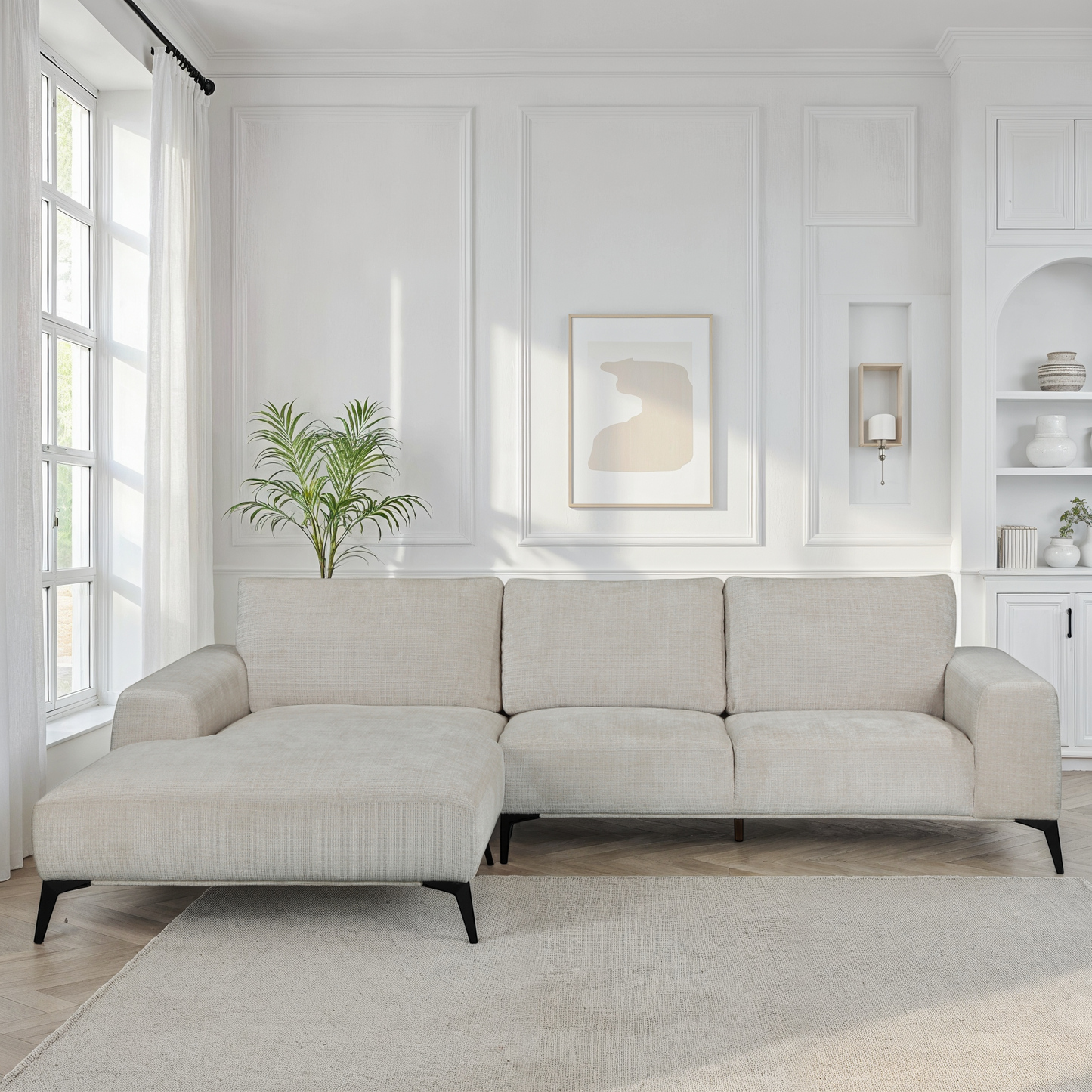 Canapé Angle 5places Tissu 297X186xH90cm - HELENA