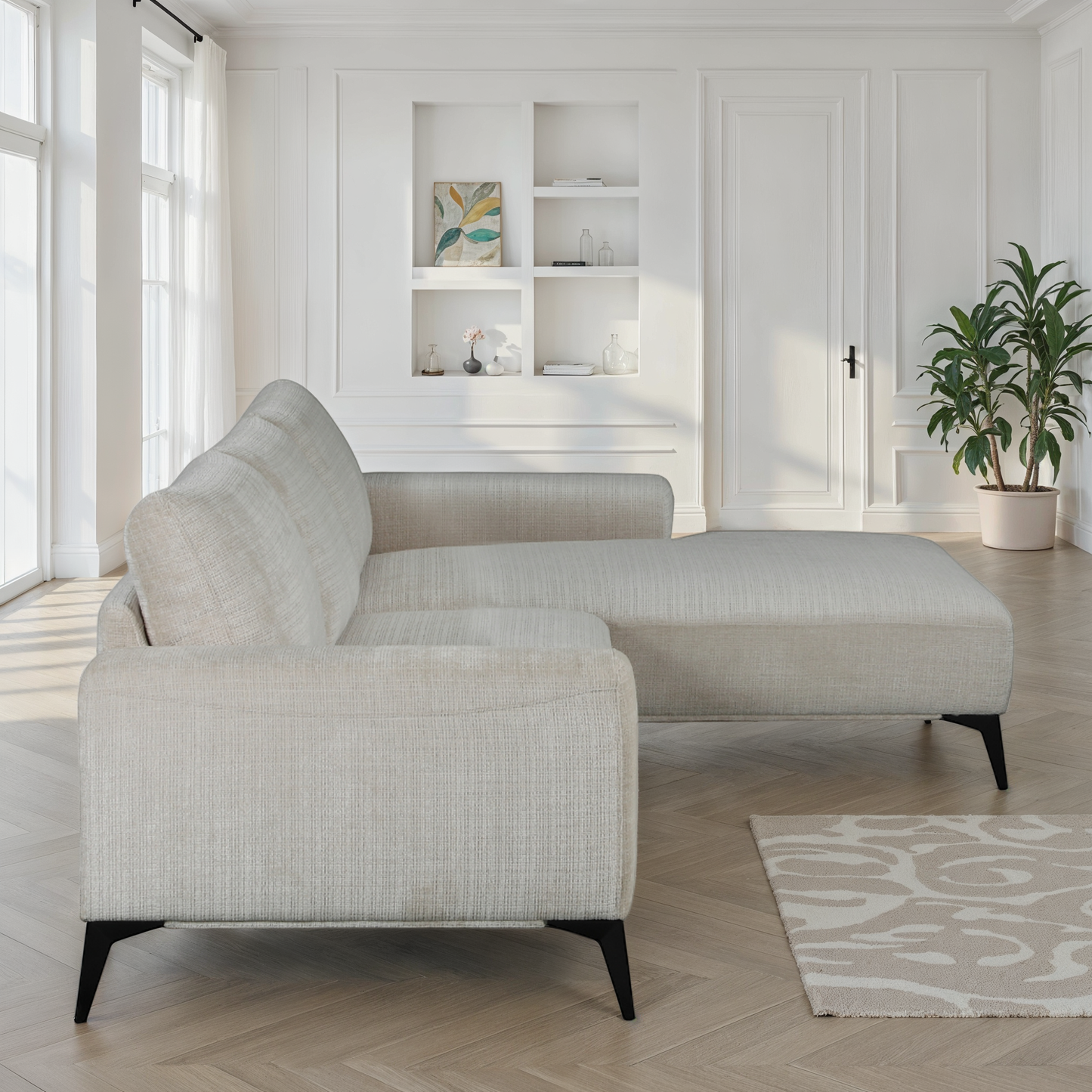 Canapé Angle 5places Tissu 297X186xH90cm - HELENA