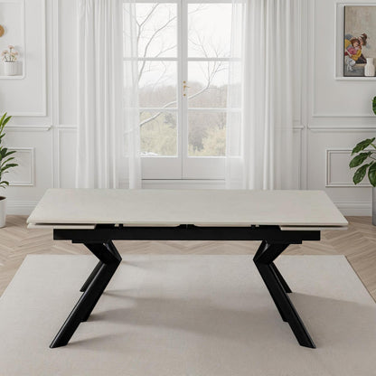 Table à manger extensible avec plateau en céramique, 140/200x80xH76CM - ARIA
