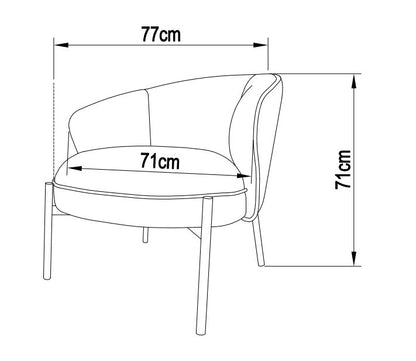 Fauteuil d'appoint en tissu anti tache, 71x77xH71CM - MALIA