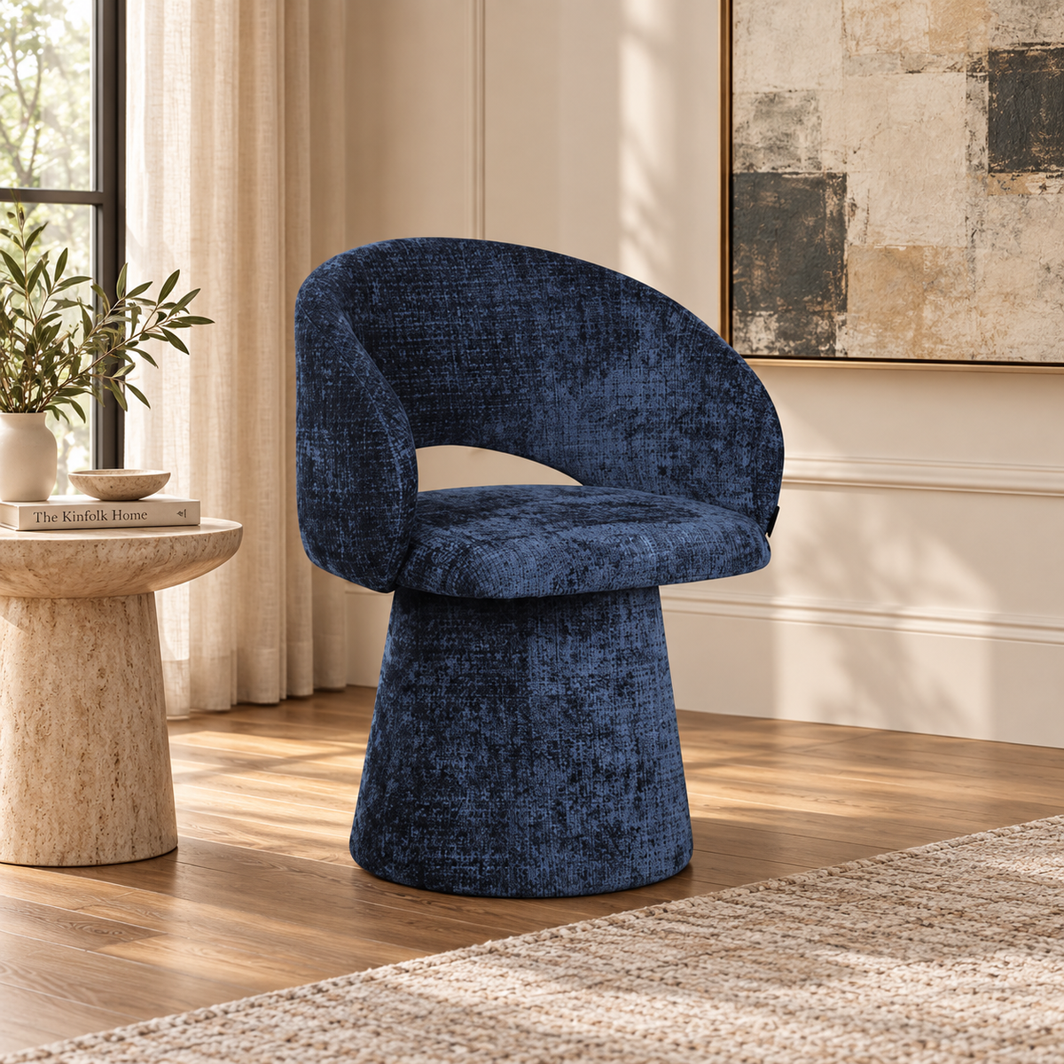 Chaise pivotante en tissu anti tache, 60x55,5xH77CM - ELIANA